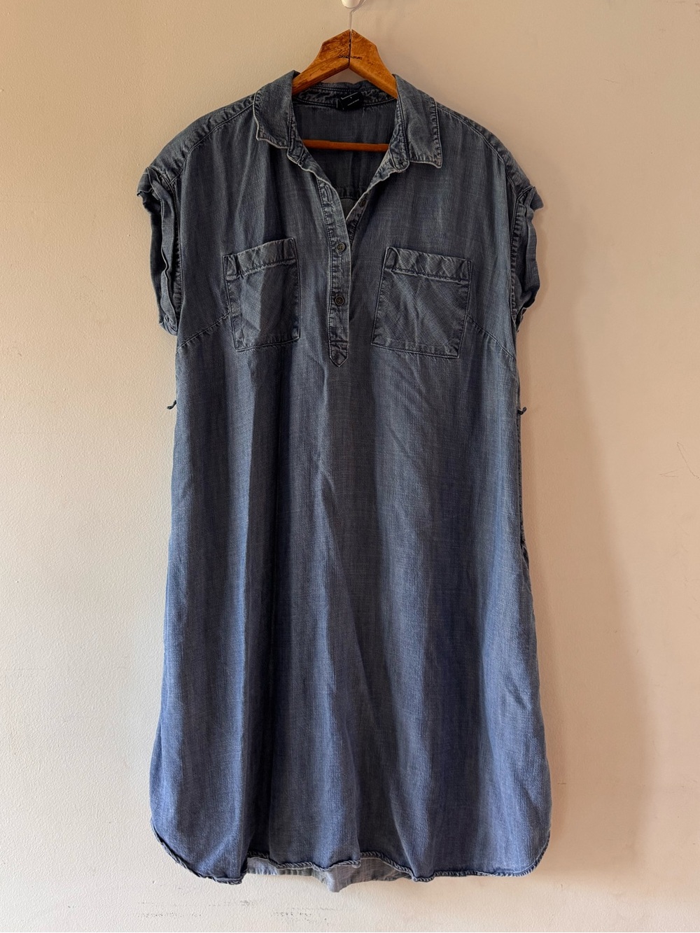 Gap Maternity Large Soft Chambray Denim Blue Jean Dress, pregnancy baby relaxed